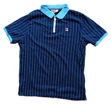 Polo tennis Fila Stripes vintage BB1 classica Björn Borg retrò blu L