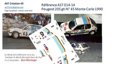 DECAL 1 43 PEUGEOT 205 GTI N°
