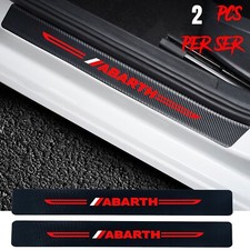 2 Pezzi Adesivo Protezione Battitacco Auto Pelle Fibra di Carbonio per Fiat 500 Abarth