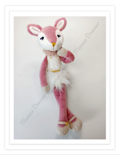 Peluche doudou ava biche - biche, rose