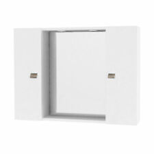Specchio Da Bagno 2 Ante Laterali E Faretti Bianco Lucido Specchiera 80 cm