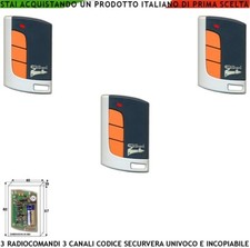 Radiocomando 3 Telecomandi Freq. 433,92 MHz Codice Sicurezza 3 Canali Securvera