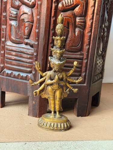 Statua vintage ottone teste - statua,