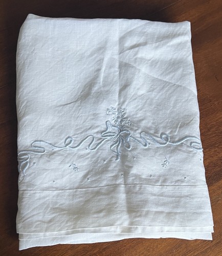 Lenzuolo lino vintage ricamato