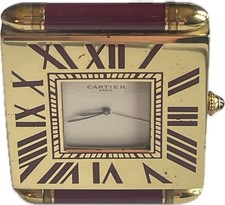 *** Orologio completo da scrivania Cartier numeri romani rosso circa 1988 in ottime condizioni