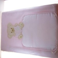 COPERTINA X LETTINO IN PILE ROSA "ORSETTO CON CUORE" CON AIDA DA RICAMARE