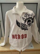 felpa bianca zip herod teschio alato  caldo cotone Harley taglia XL