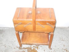 carrellino portacucito in noce apribile,originale anni 70,vintage