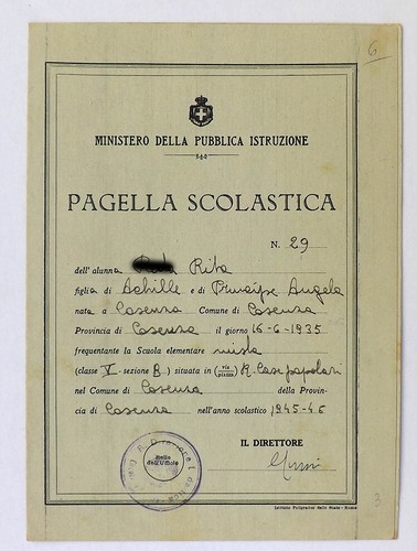 Cosenza pagella scolastica - -,