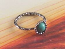 Anello Donna in Metallo Colore Argento Antico con Pietra Verde Mare Tg16  Bijoux