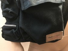 DOLCE E GABBANA D&G ORIGINALE TRACOLLA SHOULDER BAG TOTE NERA TESSUTO CON TASCHE