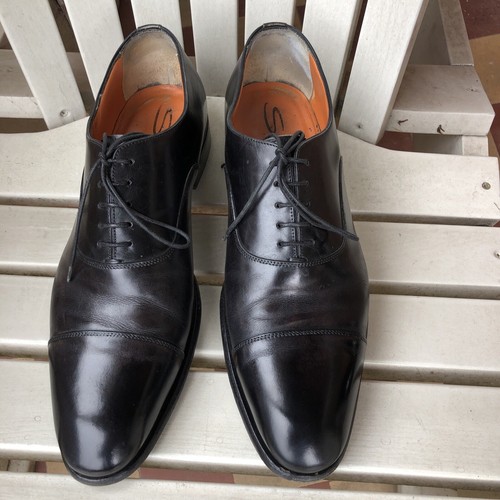 Santoni men black leather - black,