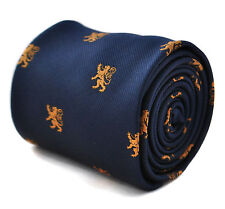 Frederick Thomas Designer Uomo Cravatta - Scuro Blu Navy - Ricamato Scozzese
