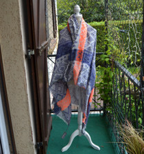 foulard  écharpe femme bleu