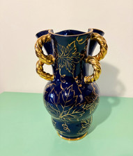 Vaso vintage blu cobalto e oro