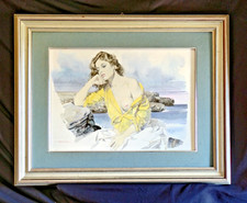 Alessandro Biffignandi donna seminuda al mare olio su tela 48x34 cm firmato
