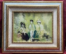 Quadro Dipinto Olio di Cesarino Monti. Pulcinella e altre figure