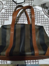 Fendi borsa vintage Pequin in tela e pelle – anni ’80/’90