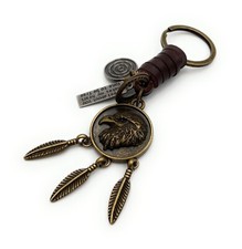 Portachiavi In Pelle Con Piume