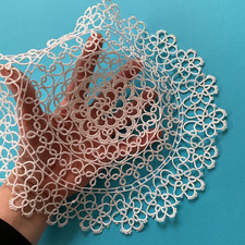 Centrino vintage chiacchierino rotondo 24 cm cotone bianco