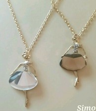 COLLANA  CATENA  LUNGA CHARMS  BALLERINA DANZA LUCE ORO BIANCO AMBRA SCONTI