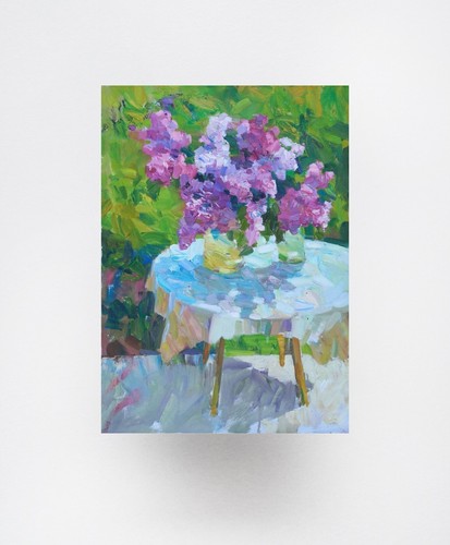 Dipinto olio lilla pittore