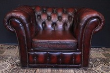 Poltrona originale inglese Chesterfield Chester club / pelle bordeaux / rosso 