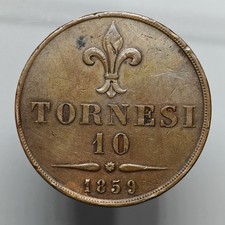 10 Tornesi 1859, Francesco II Borbone Due Sicilie Napoli