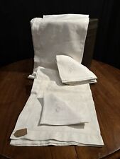 Antica Tovaglia Di Fiandra Con 12 Tovaglioli Orlo Giorno Monogramma Li 255x140cm