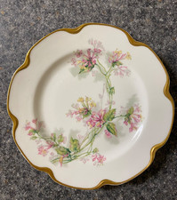 Piatto Haviland Limoges 8,5" bordo smerlato bordo oro insalata pranzo fiori rosa
