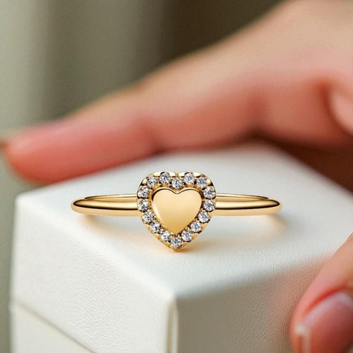 Anello aureola cuore - , placcato