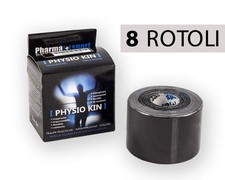 8 PHYSIO KIN cm 5x5 m taping neuromuscolare kinesiologico nero