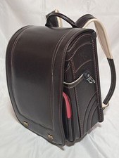 Zaino scuola giapponese Randoseru marrone rosa nastro bambina usato borsa pelle Giappone
