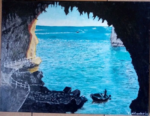 Dipinto grotta mare olio - e,