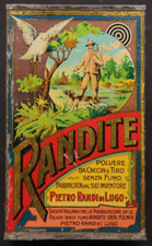 Antica Scatola Latta Polvere da Sparo Caccia e Tiro Randite 250 gr Pietro Randi