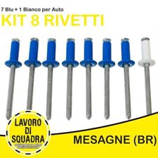 KIT 8 RIVETTI PER FISSAGGIO INSTALLAZIONE TARGA ACCESSORI AUTO 7 BLU E 1 BIANCO