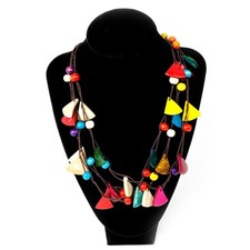  Collana multistrato con pendente a geometria triangolare alla moda in stile