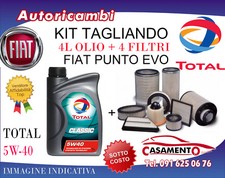 KIT TAGLIANDO FIAT PUNTO EVO 1.6 MTJ 88KW 16V- 4 FILTRI + 4L OLIO TOTAL 5W40