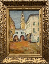 Impressionista C Kramer Centro Storico Vista Persone Chiesa Arco Geschäft Antico