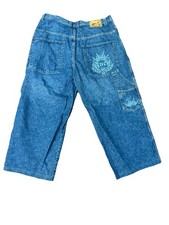 Jeans uomo vintage JNCO taglia 38x32 blu larghi ricamati corone skater Y2K