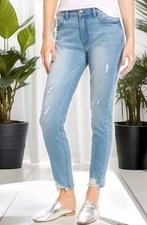 Jeans donna Evidnt Anthropologie skinny denim blu taglia 26 pantaloni orlo grezzo grunge