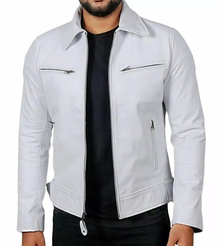 Giacca pelle bianca uomo - bianca,