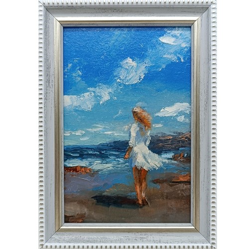 Beach girl quadro olio - beach,