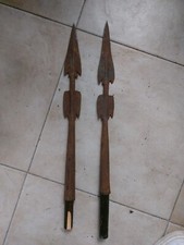 2 antica punta di lancia tribale africana -natici Americani ? ferro forgiato 800