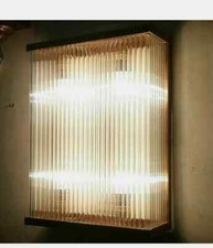 Applique da parete antiche Art Decò in ottone e vetro con asta - grandi lampa...