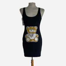 Abito Moschino Couture UK 8 IT 40 nero orsacchiotto elasticizzato senza maniche Italia