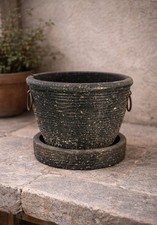 Vaso con sottovaso pietra - vaso,