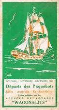 1931 Departes des Paquebots Agences de voyages WAGON-LITS depliant brochure