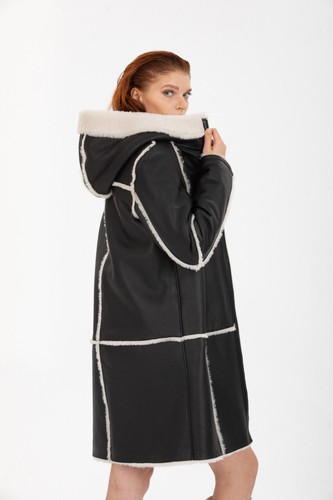 Cappotto donna shearling nero