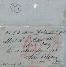 MTM166 - 1860 LETTERA TRANSATLANTICA UK TO USA piroscafo Arabia RARA TARIFFA QUADRUPLA